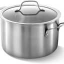 Calphalon Brushed 3-Ply Stainless Steel Cookware Set w/Turbo Heat Tech 6Qt Stock Pot with Lid, Induction, Oven Safe 450F, Brushed Stainless Silver