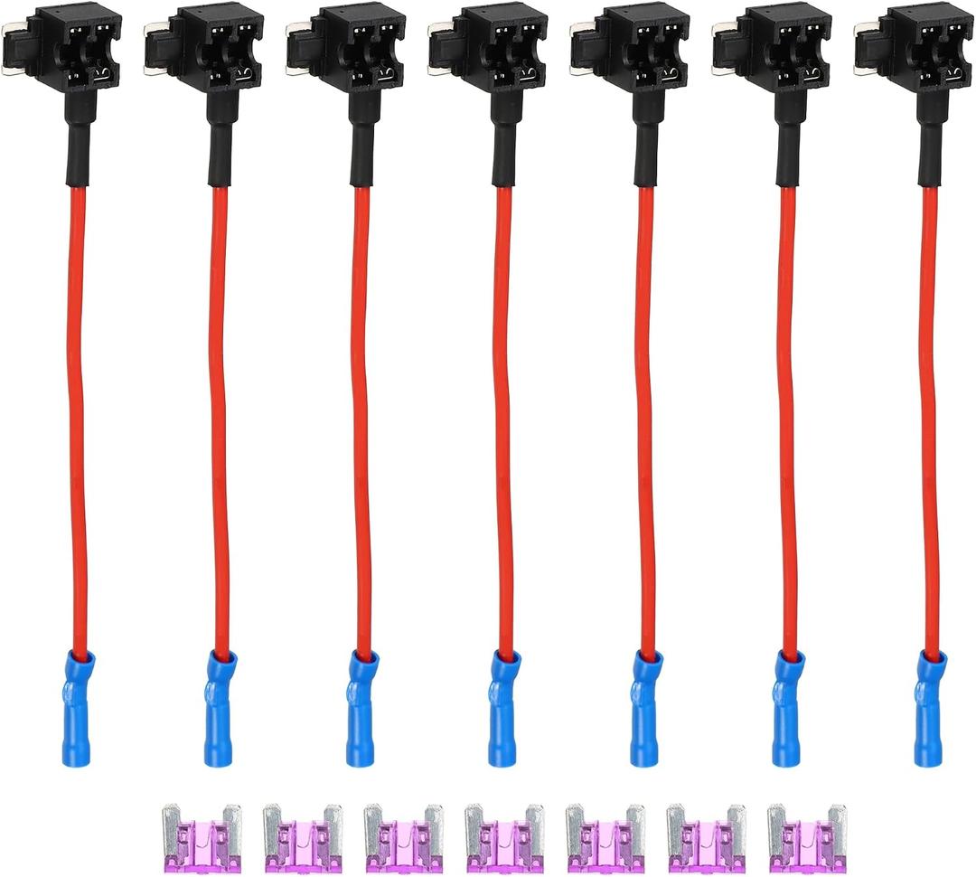 uxcell 1 Set Universal 7pcs Car Fuse Tap Add a Circuit Adapter 12V with 7pcs 3A Low Profile Mini APS Blade Type Fuse