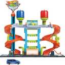 Hot Wheels City Track Set with 1 Car, 2-in-1 Race Tower that Transforms from Single to Dual-Mode Racing, Includes Kid-Powered Elevator
