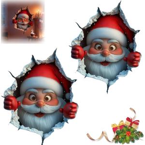 2PC Christmas Santa Claus Wall Sticke
