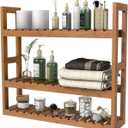 Domax Bamboo Bathroom Shelf 3-Tier Wall Mount Storage Rack Multifunctional Adjustable Layer Free Standing Over Toilet Utility Shelves Living Room Kitchen (Walnut)