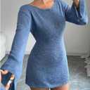 Floerns Women's Elegant Bell Sleeve Dress Crew Neck Knitted Bodycon Mini Dresses (M)