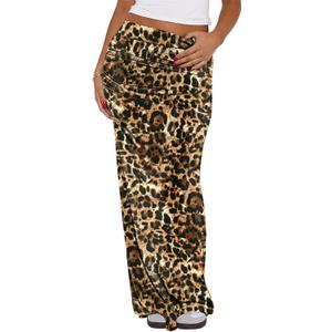 Hafailia Women's Casual Maxi Skirt Ruched Bodycon Long Skirts Y2K Brown (Brown, M)