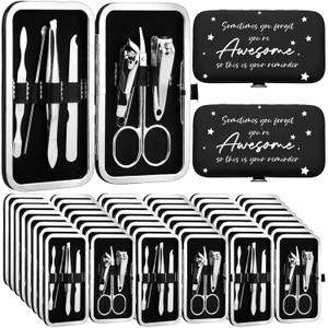 24 Set Manicure Kit Bulk Nail Clippers 7 in 1 Stainless Steel Grooming Nail Kit Employee Teacher Appreciation Gift Bulk Professional Pedicure Tool for Women Personal Care(Black)