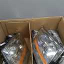 JSBOYAT Projector Headlight Assembly Replacement Compatible with 2008-2014 Cadillac CTS 2-Door Coupe/Sedan/Wagon Driver and Passenger Side Signal and Side Mark Light Included, Not for HID/Xenon Model (Chrome Housing & Amber Reflector)