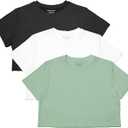 MAX ALLIE Women's Ultra Soft Cropped T Shirt Crew Neck Tees Casual Loose Fit Basic Lightweight, M