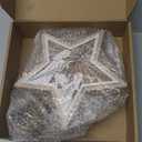 Christmas Star Tree Topper, Wooden 3D Star Glittered Hollow Plug-in Christmas Tree Topper Decoration with LED Light & 6-Hour Timer Function for Indoor Office Holiday Xmas 7.87" x 8.86" (White)