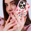 Toycamp for iPhone 16 Pro Case Compatible with Magsafe - Cute Design 360 Magnetic Ring Holder Stand Kickstand Funny Strawberry Girly Pretty Fashion TPU Phone Covers for Women Tenn Girls