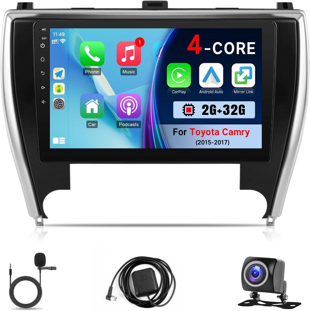 Car Stereo Radio for Toyota Camry 2015 2016 2017 with Wireless CarPlay Android Auto MirrorLink, KuTaiTai 10.1 inch 2GB+32GB IPS Touchscreen Radio with GPS Bluetooth WiFi FM SWC Backup Camera