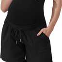 Maternity Sport Hiking Shorts Solid Lightweight Running Workout Yoga Shorts Black S