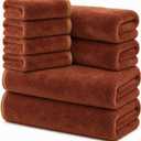 Bath Towel Set 8 Piece Coral Fleece Microfiber Bath Towel Set,31.5x63in Ultrasoft Extra Large Size Quick Dry Highly Absorbent Bath Bundle,for Hotel Bathroom Beach Pool Spa Gym SPA Yoga（Terracotta）
