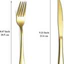 Evanda Gold Steak Knives Set 24 Piece, Gold Titanium Plating Stainless Steel 12 Dinner Forks and 12 Dinner Knives Set, Steak Knives Steak Forks, Dishwasher Safe