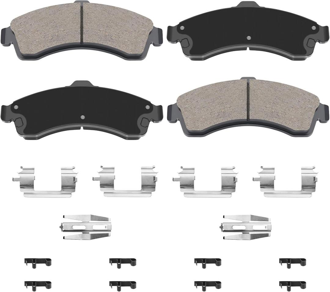 Front Brake Pads Compatible with 2002-2005 Chevy Trailblazer GMC Envoy 2003 2004 Ceramic Brake Pads w/Hardware Replacement HZ882