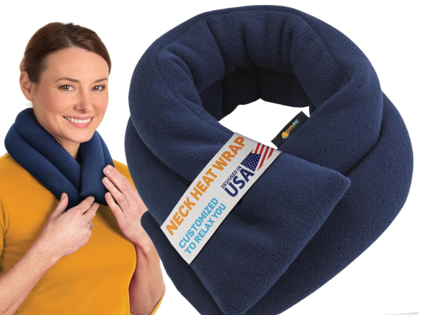 SunnyBay Microwave Heating Pad for Neck and Shoulders, 2.2 lbs 26 inch Long Versatile Microwavable Neck Wrap Warmer or Cool Pack, Hot or Cold Therapy to Relax Sore Muscles (Blue)