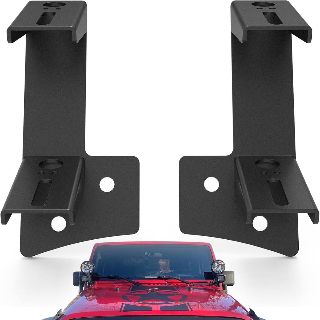 2PCS Windshield Hinge Mounting Brackets Dual A-Pillar for Offroad LED Fog Light Work Light Brackets Compatible for 2007 2008 2009 2010 2011 2012 2013 2014 2015 2016 2017 Wrangler JK/JKU 2DR 4DR
