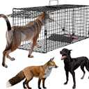 Humane Large Animal Trap Black 51.2 x 17.7 x 19.7 inch, Easy to Set & Release Animal Trap Cage, Collapsible Live Traps for Dogs, Raccoons, Foxes, Coyotes