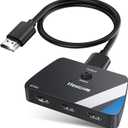 [Upgrade] HDMI Switch 3 in 1 Out, 4K@60Hz HDMI 2.0 Switch Splitter with 2.6FT Long HDMI Cable, 3-Port HDMI Switcher Selector, Supports 4K 30Hz 3D 1080P HDCP2.2 for PS5 Xbox DVD Player Fire Stick PC