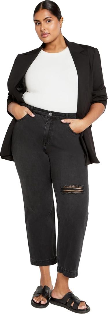 City Chic Women's Plus Size Harley Kenia Straight Jean (Black, 20)