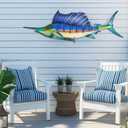 LIFFY Metal Fish Wall Art,36" Large Sailfish Wall Decor with Led Lights,Indoor Outdoor Mounted Tropical Swordfish Hanging Decorations for Home Living Room Bedroom Garden Patio