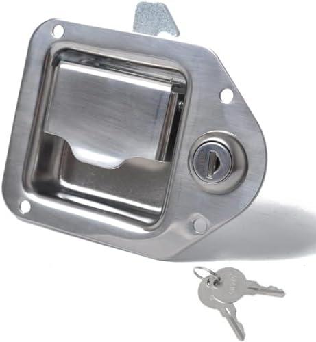 Truck Tool Box Latch, Stainless Steel Trailer Toolbox Handle Latch with Lock 4-3/8" x 3-1/4", with 2 Keys for Truck, RV, Trailer, UTV, Campers (Missing Keys)
