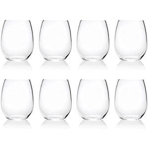 PLASTIC 17-ounce Acrylic Glassses Stemless Wine Glasses, set of 8 Clear - Unbreakable, Dishwasher Safe, BPA Free