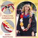 Lyrow 50'' 2026 Graduation Lei Double Braided Strands Graduation Ribbon Leis with 4 Satin Flowers Congrats Graduates Money Leis Class of 2026 Gift for Men Women