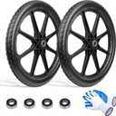 20" Wheelbarrow Wheels Fit for Rubbermaid, Flat Free Carts Tire for Wheelbarrow, Garden Trailers, Yard Trailers, Roofing Equipment, with 3/4" & 5/8" Bearing, 2-1/2" Centered Hub, 2 Pack