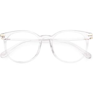 Gaoye Blue Light Blocking Glasses, Retro Round Eyewear Frame Anti Eyestrain Computer Glasses for Women Men - GY1688 (Transparent Frame/Transparent Lens, 1)