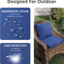 PatioGlow Outdoor Seat Cushion Set 24 x 24 x 4 Inch, Waterproof & Fade Resistant Patio Furniture Cushions with Removable Cover and Ties, Thick Deep Seating Pads for Outside Chair Sofa Couch, Blue
