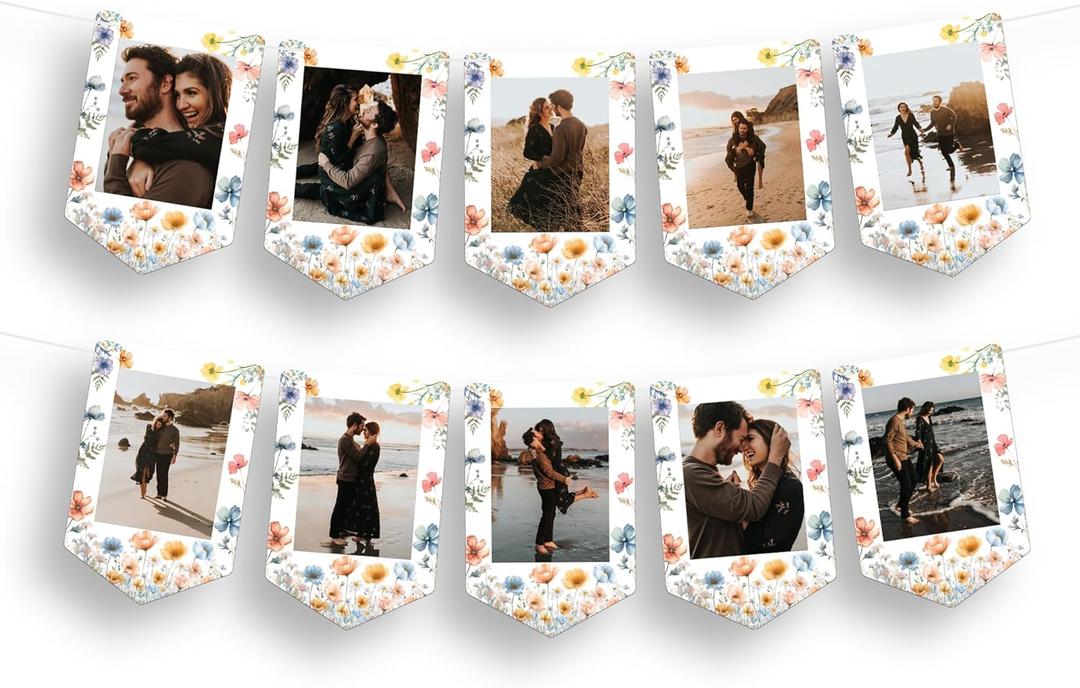 KatchOn, Floral Wedding Picture Banner - 9 Inch, 10 Feet, No DIY | Floral Engagement Party Decorations | Bridal Shower Banner for Bachelorette Party Decorations | Bridal Shower Decorations