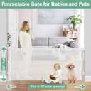 Retractable Dog Gates for Doorways 55 Inch Wide Retractable Baby Gates for Dogs Indoor Pet Barrier for Dogs Mesh Baby Gate No Bottom Bar Outdoor Dog Gate for Deck/Kitchen/Front Porch/Bedroom, White