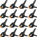 15 Pack 3.5 inch Plastic Spring Clamps, Black Heavy Duty Clips, Backdrop Clips, Plastic Clamps for Crafts, Backdrop Stand, Woodworking, Photography