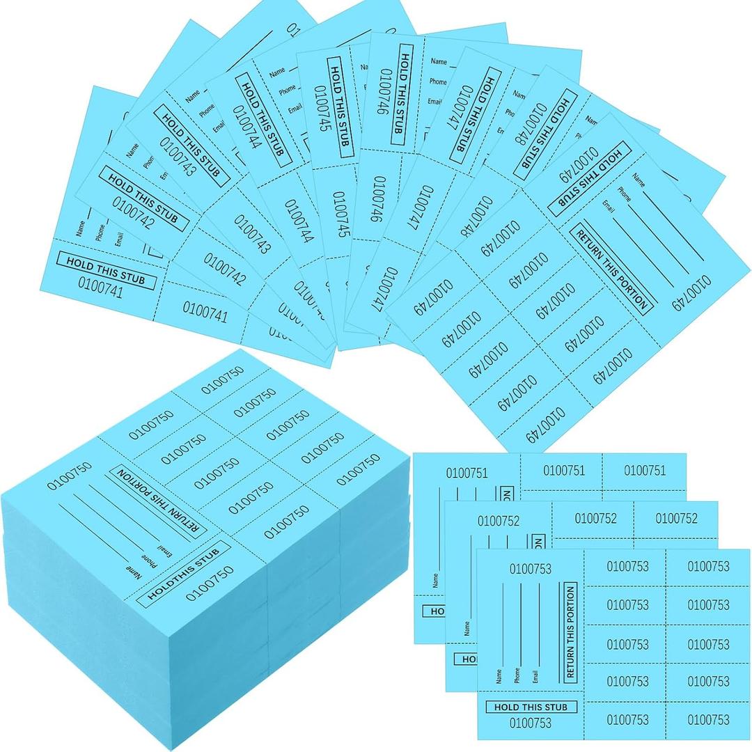 Kosiz 300 Sheets Raffle Tickets Sheets Hold This Stub Chinese Auction Basket Raffle Tickets for Silent Events Fundraiser(10 Bid,Blue)