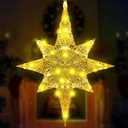 Retisee 24 Inch Lighted Christmas Glitter Bethlehem Star Large LED Outdoor Christmas Lights Outdoor Lighted Hanging Star for Yard Porch Festival Xmas Holiday Nativity Wedding Party(Gold)
