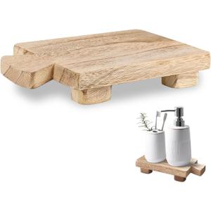 Wood Soap Stand, Kitchen SoapTray Plant Holder Wooden Soap Holder for Bottles Wood Riser Pedestal Stand Wood Tray for Kitchen Bathroom Sink Decorative (Wood Color)