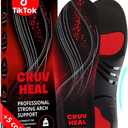 CRUVHEAL 220+ lbs Plantar Fasciitis High Arch Support Insoles Men Women - Orthotic Shoe Inserts - Boot Work Shoe Insole (M, Black)