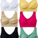 Hiking Gril Women's Comfort Wirefree Bralette Unpadded Sleep Yoga Bra (X-Large, 6pk: Black Nude White Green Merlot Yellow)