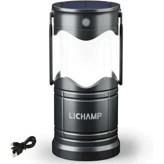 Lichamp 1Pack Solar Camping Lantern, USB Rechargeable LED Lanterns Battery Powered Pop Up Flashlight Lamps with Three Modes Power for Power Outages Hurricane Supplies Emergency Indoor & Outdoor