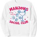 Playing Mahjong Social Club Girls Fun Game Trendy Mahj Lover Sweatshirt, Size M