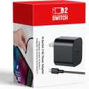 Switch 2 Charger with 6.6FT/2M USBC Cable  60W AC Power Adapter, Support 4K TV Dock & PD 3.0 Fast Charging, Power Supply 20V/3A Compatible with Nintendo Switch 2/1/Lite (6.6FT  Home Flexible Use)
