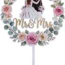 Mr and Mrs Cake Topper - 10 Inches Bride & Groom Wedding Cake Toppers, Rustic Wedding Decor Cool Gifts for Bridal Shower, Engagement (White-swing Couple)
