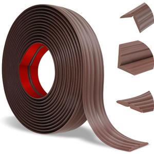 Wall Corner Protector Peel and Stick Corner Trim Molding Flexible Inside & Outside Wall Edge Guard Self Adhesive Moulding Trim for Edge Use, Brown, 0.8” W x 40’ L
