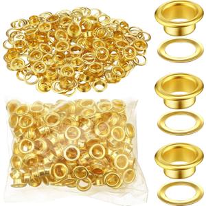 WILLBOND Grommet and Washer Grommet Kit Finish Eyelet for Clothes Fabric Leather Tag Bag(500 Pieces,Gold,1/4 Inch)