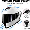 Motorcycle Helmet,Motorcycle Dual Visor Flip up Modular Full Face Helmet JR-815,DOT Approved Motorbike Helmet with 2 Visors for Adults Men Women(S,Glass White-B)