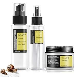 Advanced Snail 96% Mucin Power Essence Set  Korean Skincare Set for Women, Includes Snail Mucin SerumHydrating Toner & Face Cream, Moisturizing & Skin Renewal, 3PCS Travel Size Toiletries