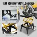 Jack Boss 350 Lbs Motorcycle Lift Jack Table, Hydraulic Foot-Operated Scissor Lift Jack for Bike, Motorcycle Stand with 4 Wheels Black