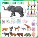 Weysat 41 Pcs Jungle Animals Cake Topper Woodland Figures Birthday Party Decorations with Mini Hat and Skirt Colorful Balls Small Gift Boxes Forest Cake Toppers for Wild Animals Themed Party