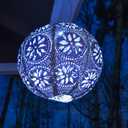 Allsop Home & Garden Soji Stella Boho Outdoor Weatherproof Tyvek® Hanging Solar Lantern. Dual White LEDs and Stainless Steel Easy to Hang Frame.