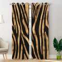 Batmerry Rose Gold Africa Zebra Striped Blackout Curtains for Bedroom, Black Grommet Top Drapes Thermal Insulated Window Curtains, Set of 2 Panels, 52x84 inches