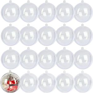 20 Pack Clear Plastic Fillable Ornament Ball 3.15''/80mm for Christmas,Holiday, Wedding,Party,Home Decor